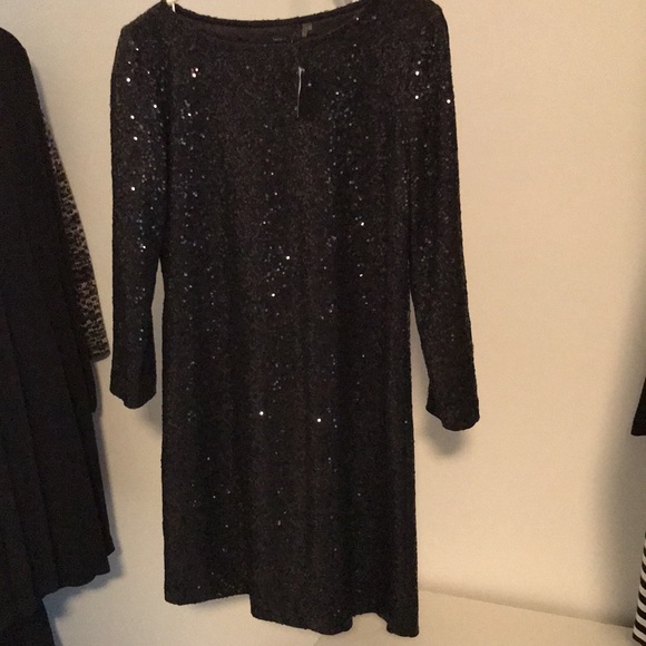 NWT TAHARI BLACK SEQUIN DRESSY DRESS.SIZE SMALL.SO COMFORTABLE. HAS NICE STRETCH - Picture 2 of 9